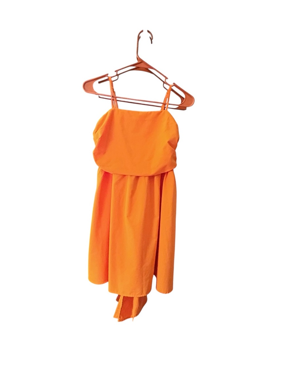 Bright Orange Spaghetti Strap Large Back Bow Mini Dress sz M